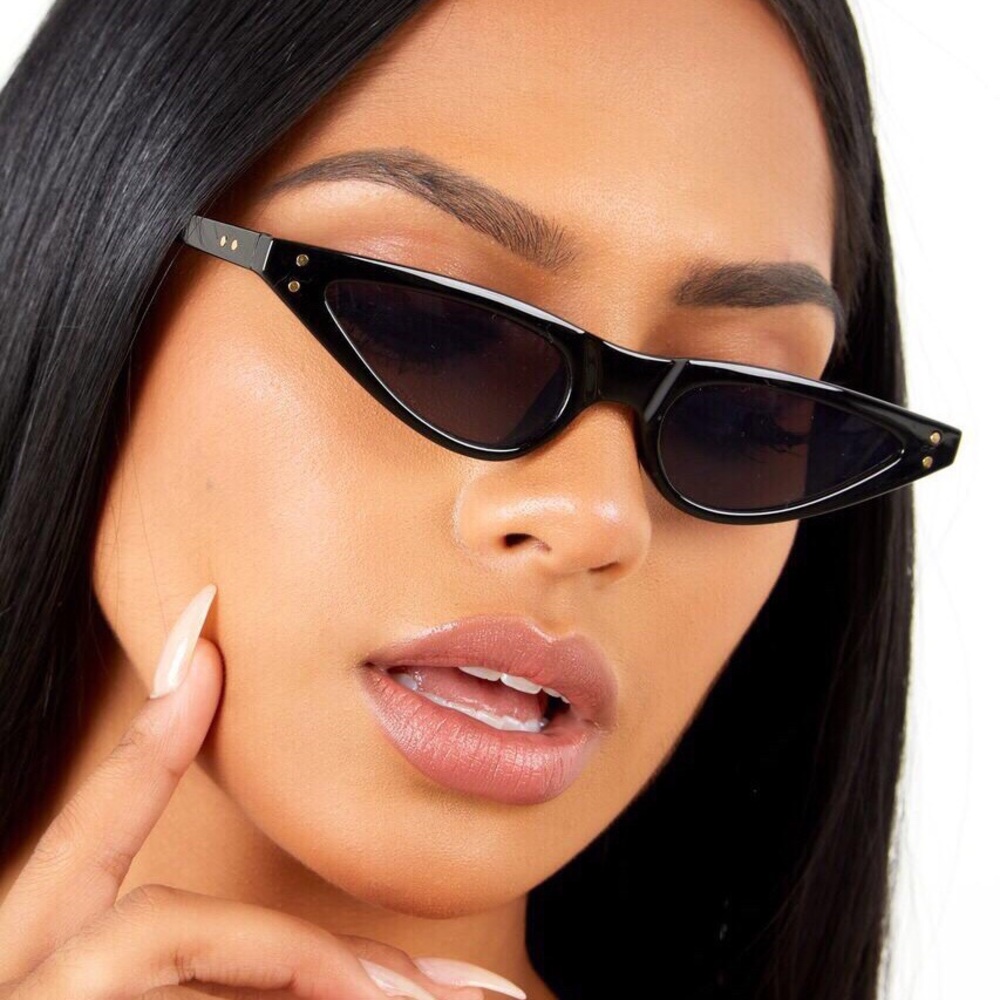 Black Slim CatEye Vintage Sunglasses
